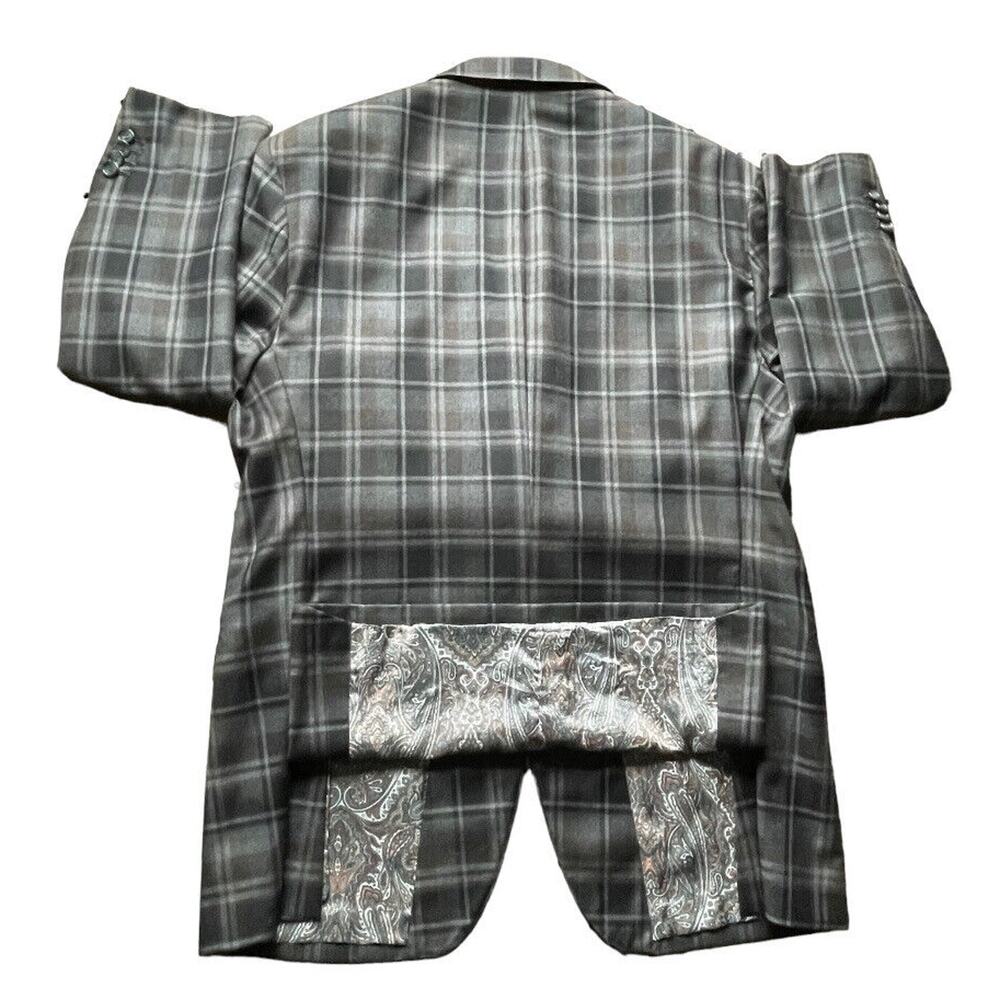 Holland & Sherry Sport Coat Mens 44 R Gray Plaid Sherrykash Wool Cashmere Savile - Picture 6 of 11